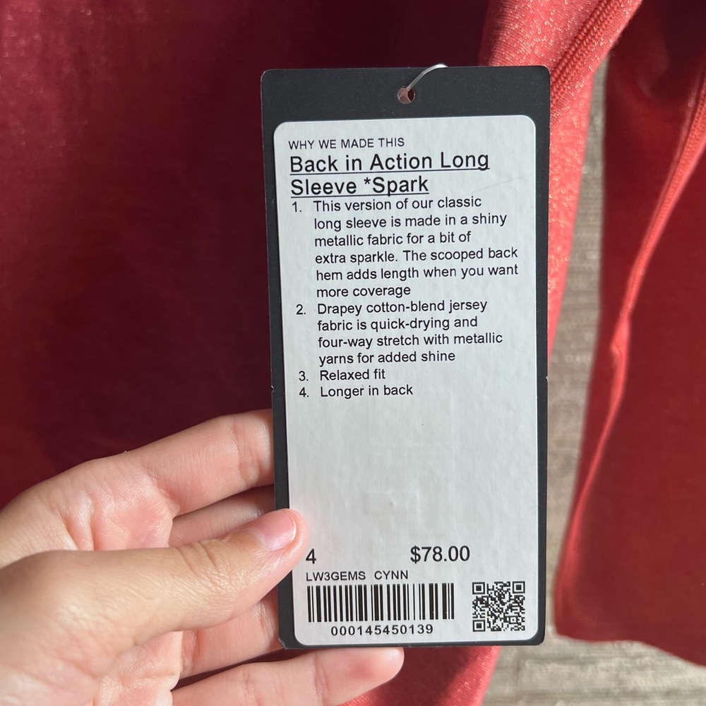 NWT Lulu Lemon Back in Action Long Sleeve *sparkle*
